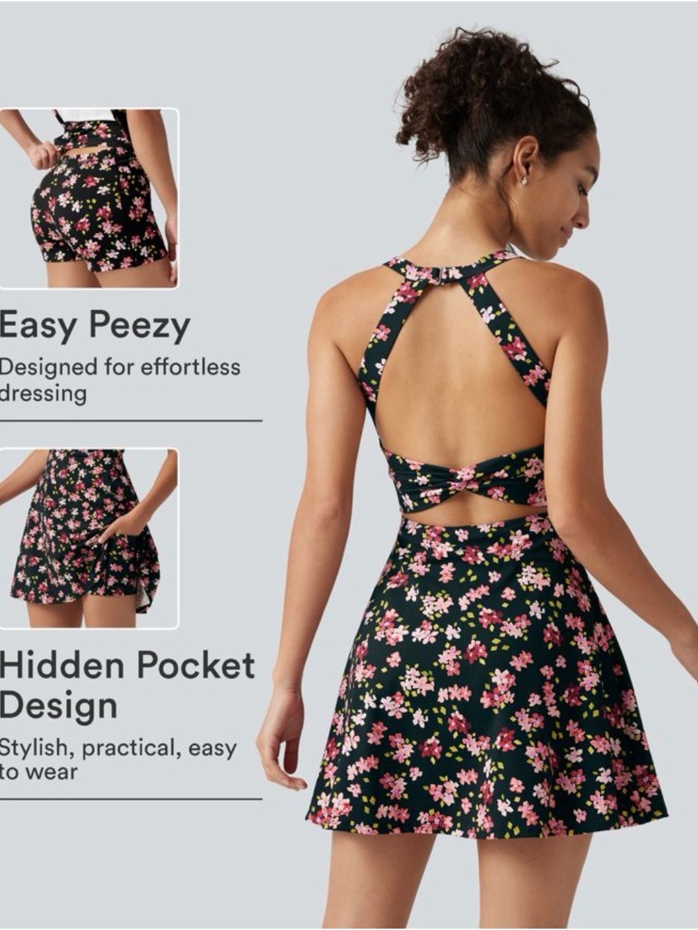 NWOT Halara Floral Built in bra Dress size small